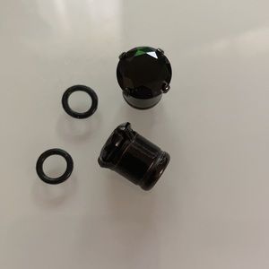 0 gauge (8mm) plugs earrings metal black jewel